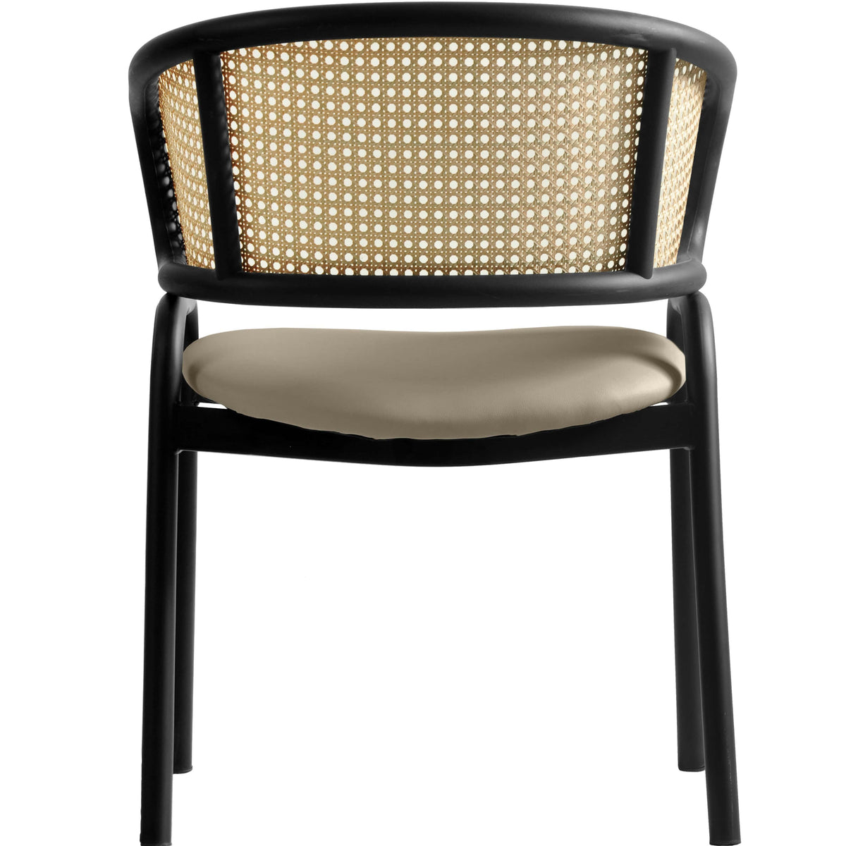 Ervilla Leather Upholstered Dining Armchair With Wicker Back Design - Elax Furniture