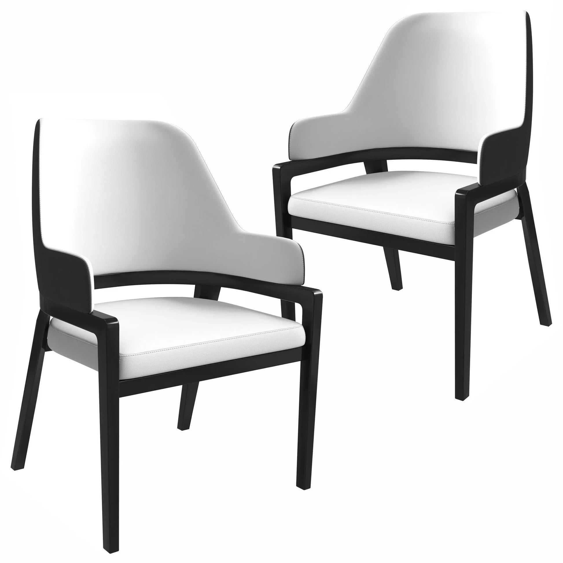 Ethora Leather Dining Chair: Upholstered, Curved Open-Back & Rubberwood Frame Set of 2 - Elax Furniture