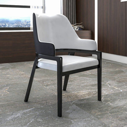 Ethora Leather Dining Chair: Upholstered, Curved Open-Back & Rubberwood Frame Set of 2 - Elax Furniture
