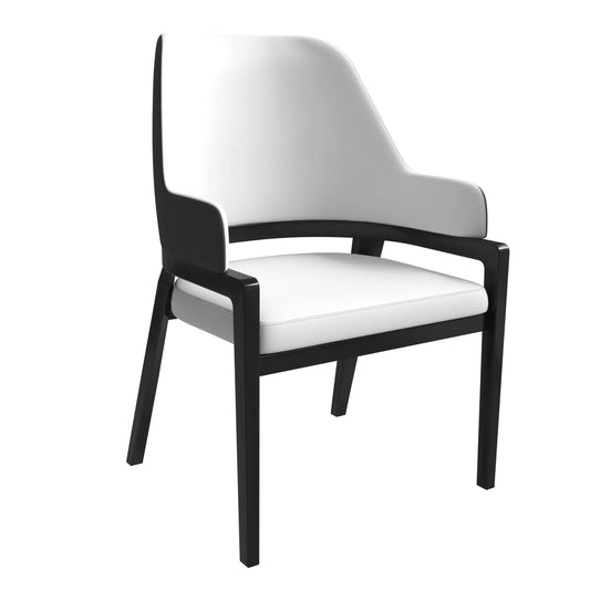 Ethora Dining Chair Upholstered in Leather with Curved Open Back Design and Rubberwood Frame - Elax Furniture