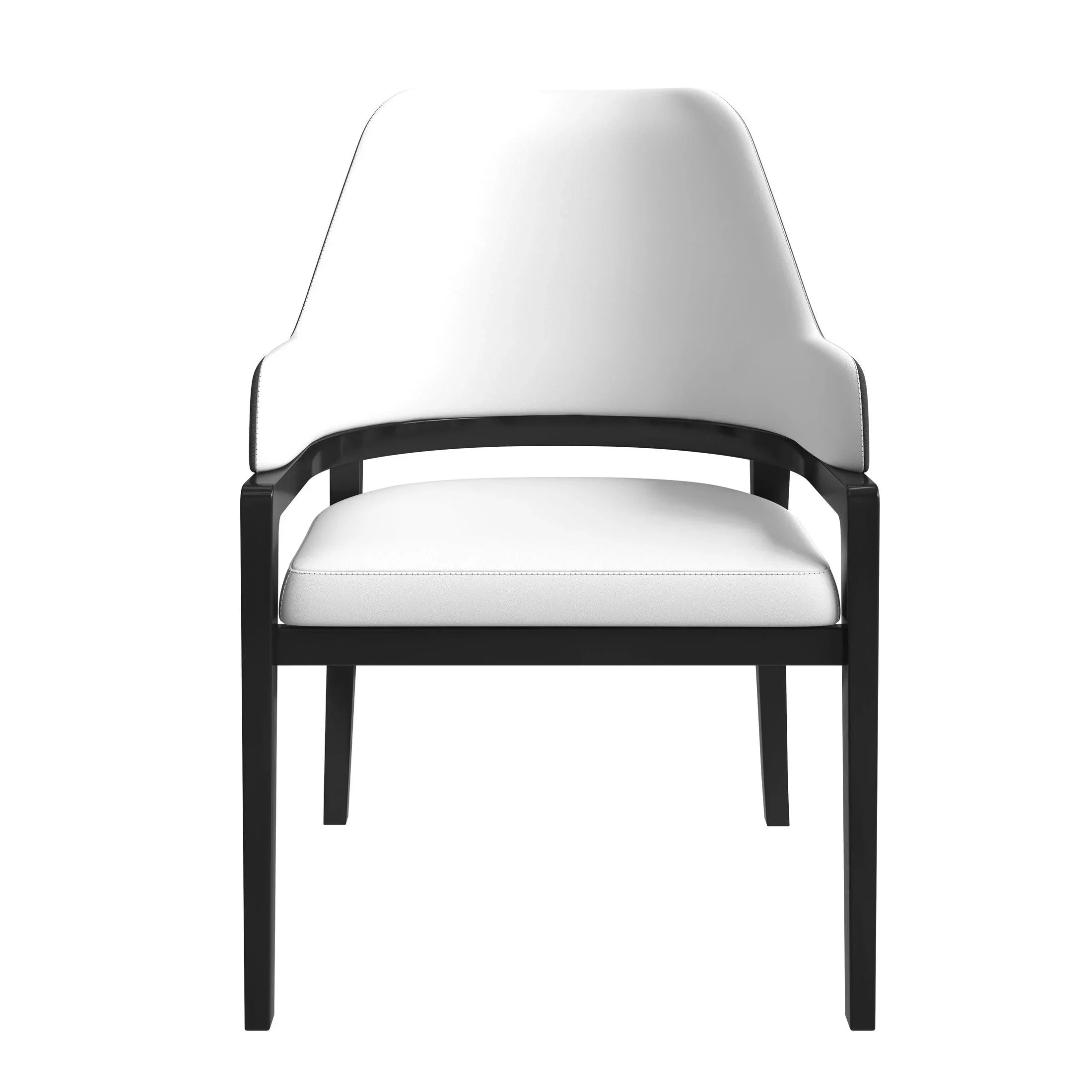 Ethora Dining Chair Upholstered in Leather with Curved Open Back Design and Rubberwood Frame - Elax Furniture