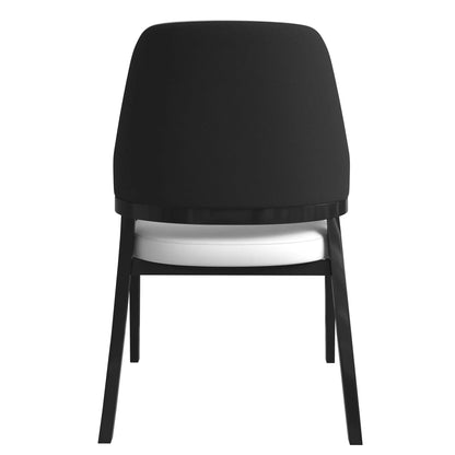 Ethora Dining Chair Upholstered in Leather with Curved Open Back Design and Rubberwood Frame - Elax Furniture
