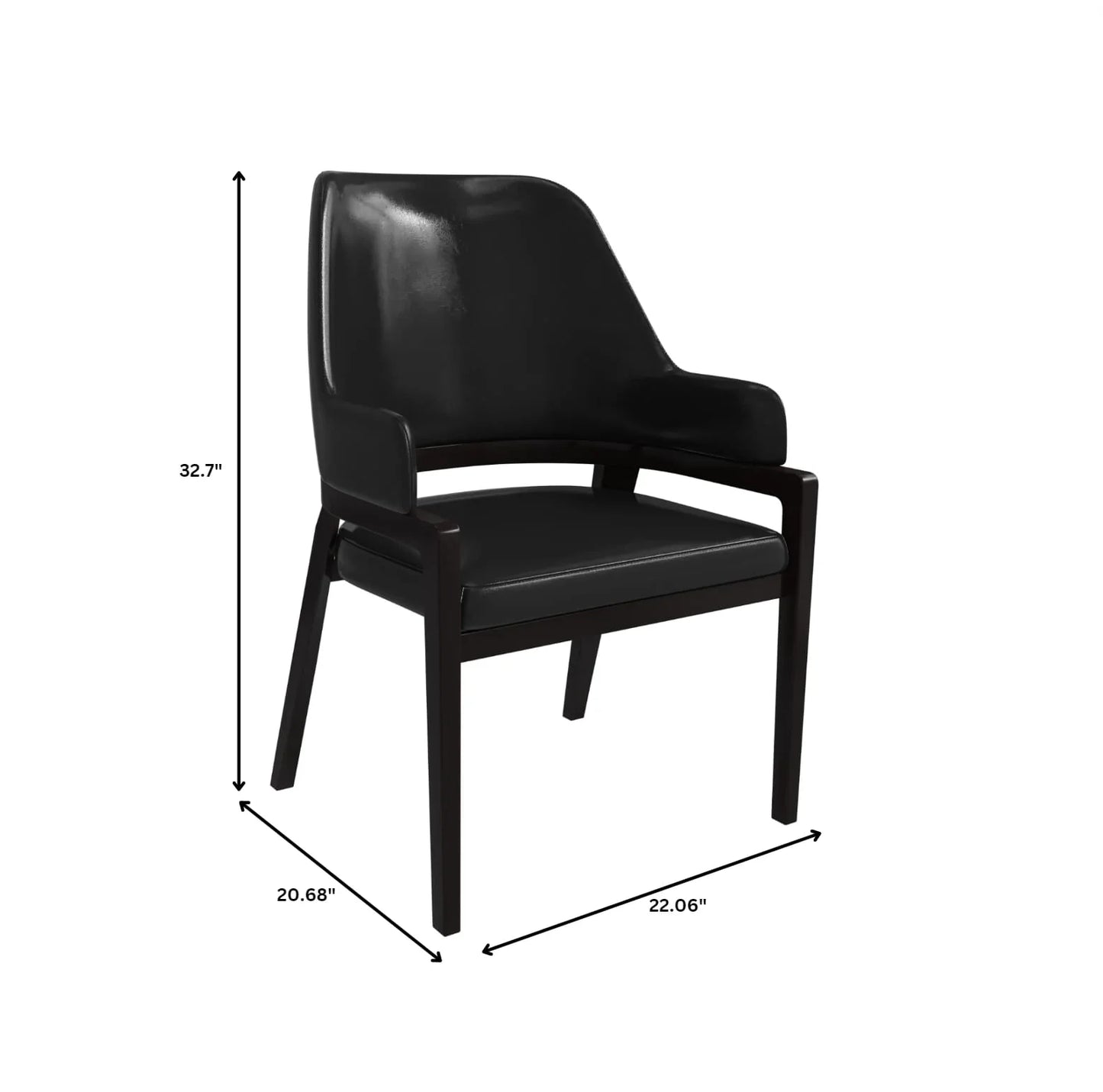 Ethora Leather Dining Chair: Upholstered, Curved Open-Back & Rubberwood Frame Set of 2 - Elax Furniture