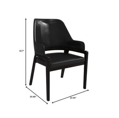 Ethora Leather Dining Chair: Upholstered, Curved Open-Back & Rubberwood Frame Set of 2 - Elax Furniture