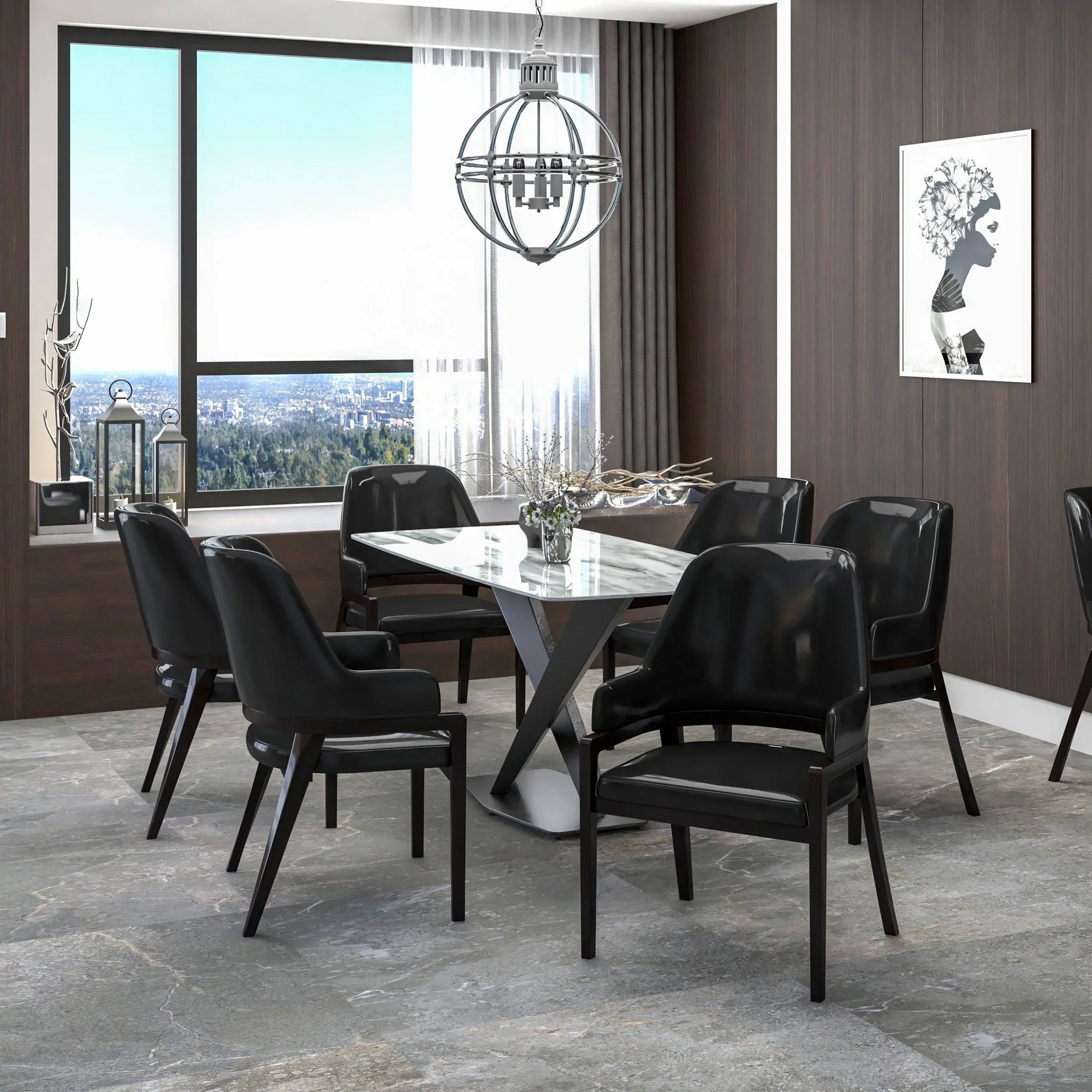 Ethora Leather Dining Chair: Upholstered, Curved Open-Back & Rubberwood Frame Set of 2 - Elax Furniture