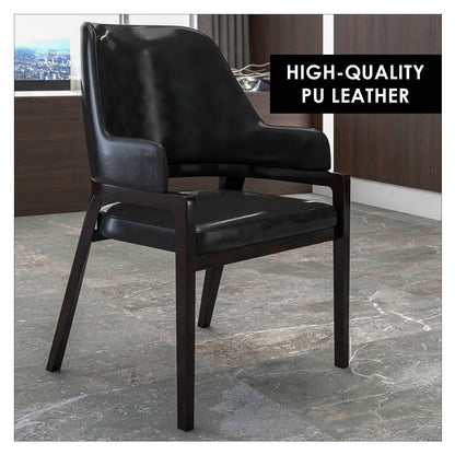 Ethora Leather Dining Chair: Upholstered, Curved Open-Back & Rubberwood Frame Set of 2 - Elax Furniture