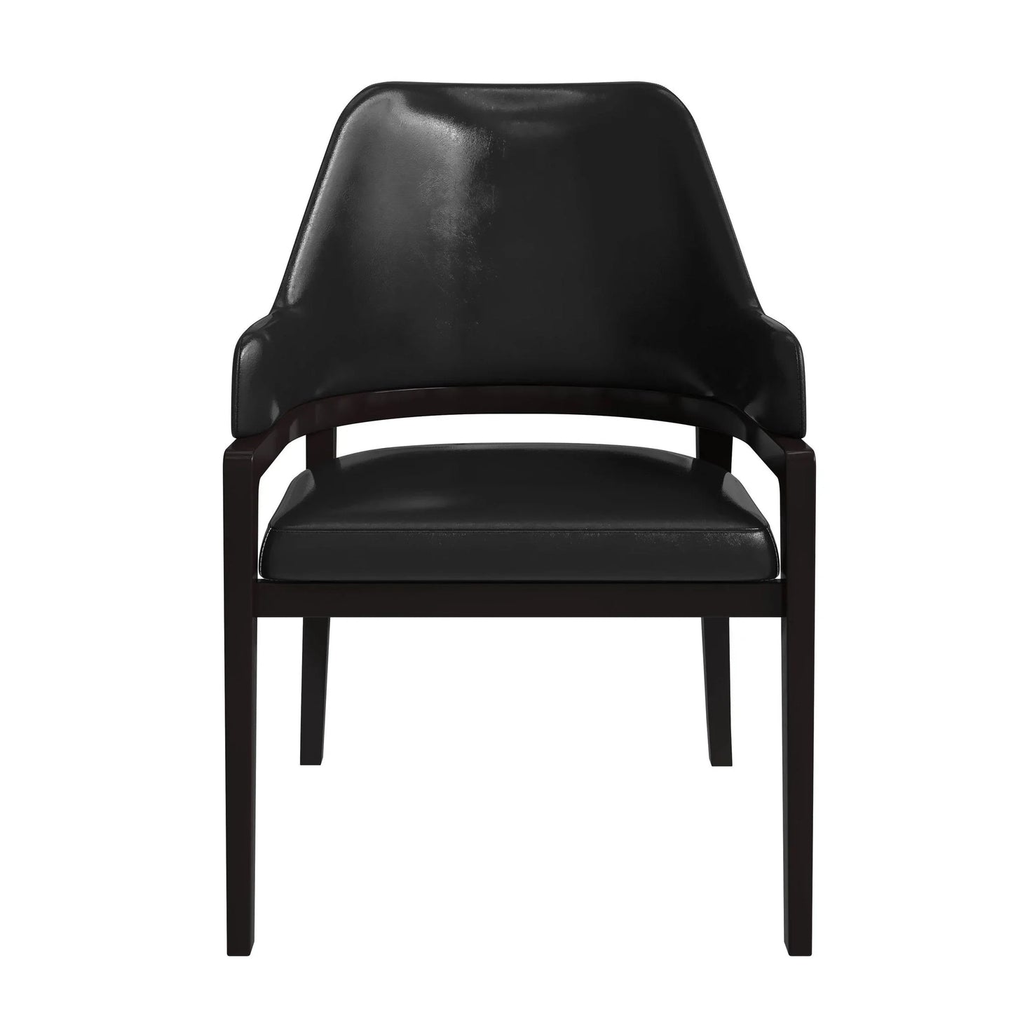 Ethora Leather Dining Chair: Upholstered, Curved Open-Back & Rubberwood Frame Set of 2 - Elax Furniture