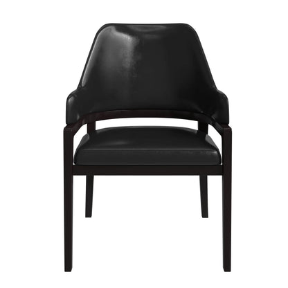 Ethora Leather Dining Chair: Upholstered, Curved Open-Back & Rubberwood Frame Set of 2 - Elax Furniture