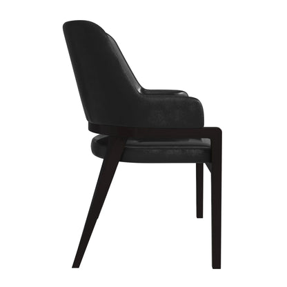 Ethora Leather Dining Chair: Upholstered, Curved Open-Back & Rubberwood Frame Set of 2 - Elax Furniture
