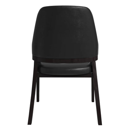Ethora Leather Dining Chair: Upholstered, Curved Open-Back & Rubberwood Frame Set of 2 - Elax Furniture
