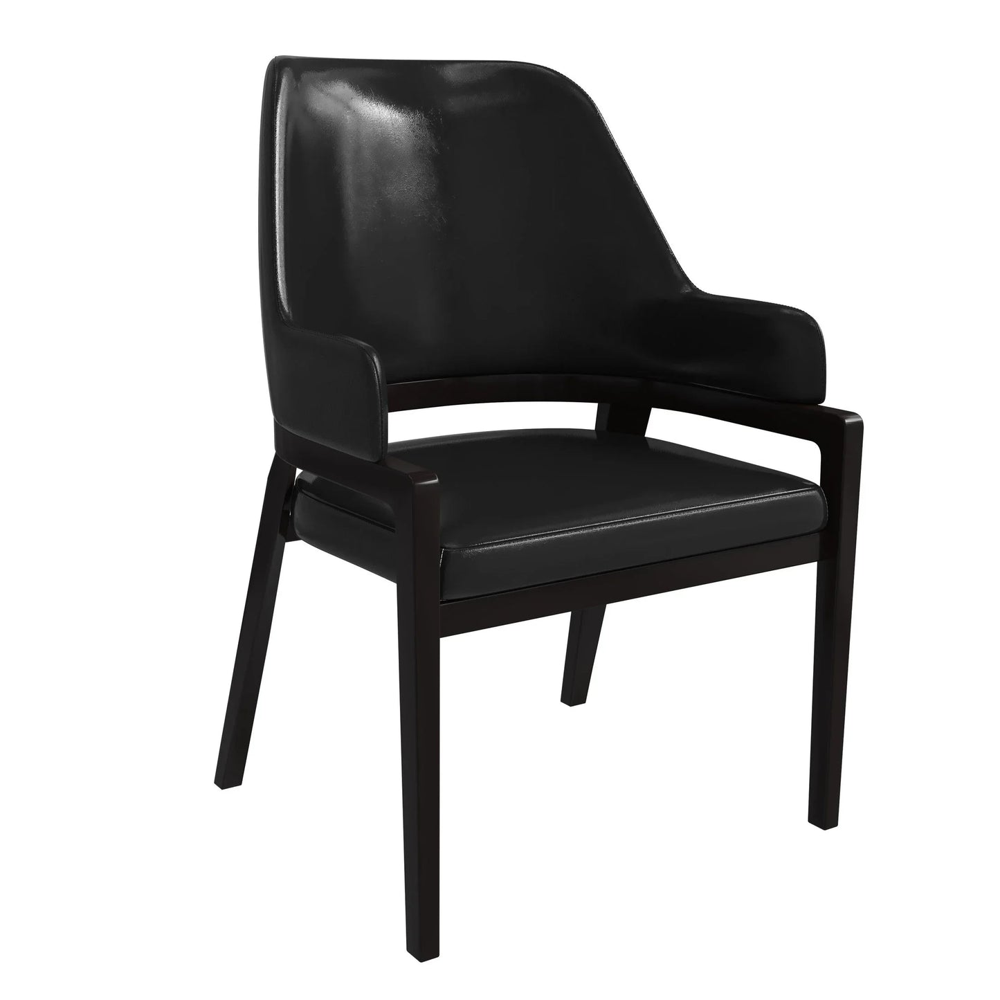 Ethora Dining Chair Upholstered in Leather with Curved Open Back Design and Rubberwood Frame - Elax Furniture