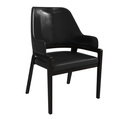 Ethora Dining Chair Upholstered in Leather with Curved Open Back Design and Rubberwood Frame - Elax Furniture