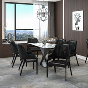 Ethora Dining Chair Upholstered in Leather with Curved Open Back Design and Rubberwood Frame - Elax Furniture