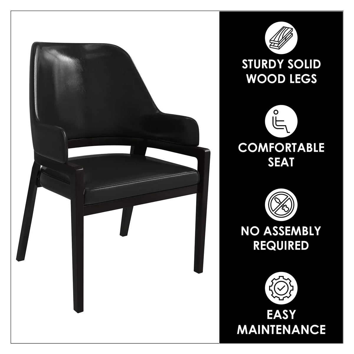Ethora Dining Chair Upholstered in Leather with Curved Open Back Design and Rubberwood Frame - Elax Furniture
