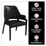 Ethora Dining Chair Upholstered in Leather with Curved Open Back Design and Rubberwood Frame - Elax Furniture