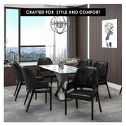 Ethora Dining Chair Upholstered in Leather with Curved Open Back Design and Rubberwood Frame - Elax Furniture