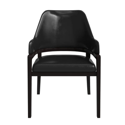 Ethora Dining Chair Upholstered in Leather with Curved Open Back Design and Rubberwood Frame - Elax Furniture