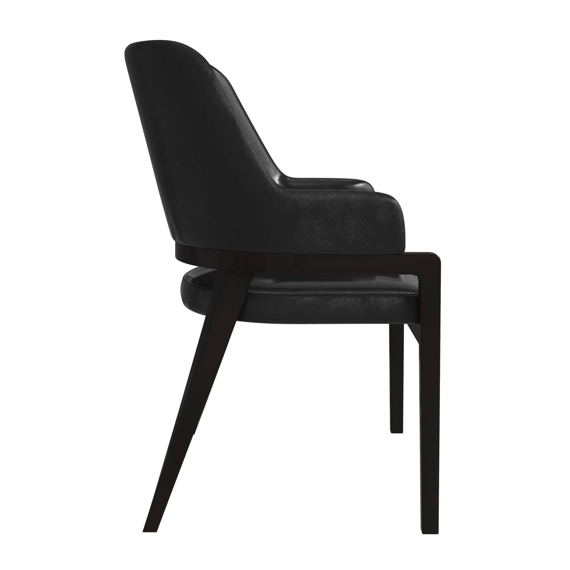 Ethora Dining Chair Upholstered in Leather with Curved Open Back Design and Rubberwood Frame - Elax Furniture