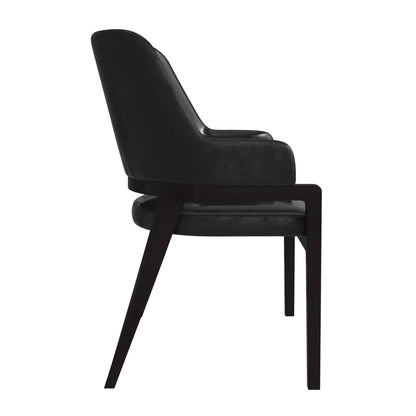 Ethora Dining Chair Upholstered in Leather with Curved Open Back Design and Rubberwood Frame - Elax Furniture