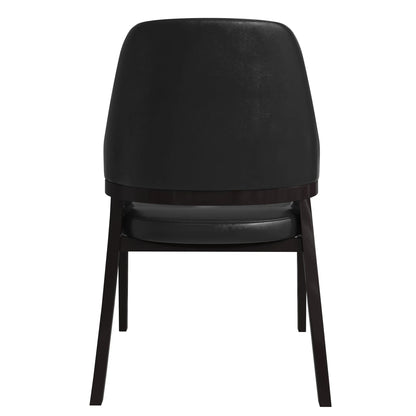 Ethora Dining Chair Upholstered in Leather with Curved Open Back Design and Rubberwood Frame - Elax Furniture