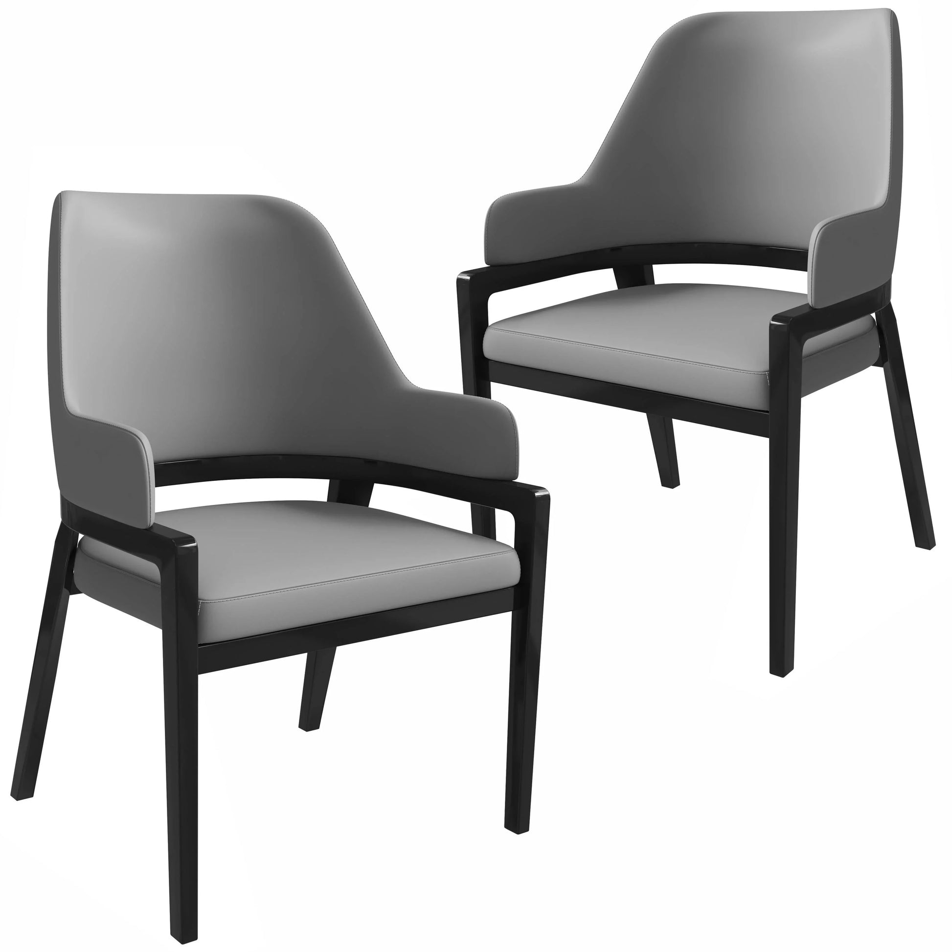 Ethora Leather Dining Chair: Upholstered, Curved Open-Back & Rubberwood Frame Set of 2 - Elax Furniture