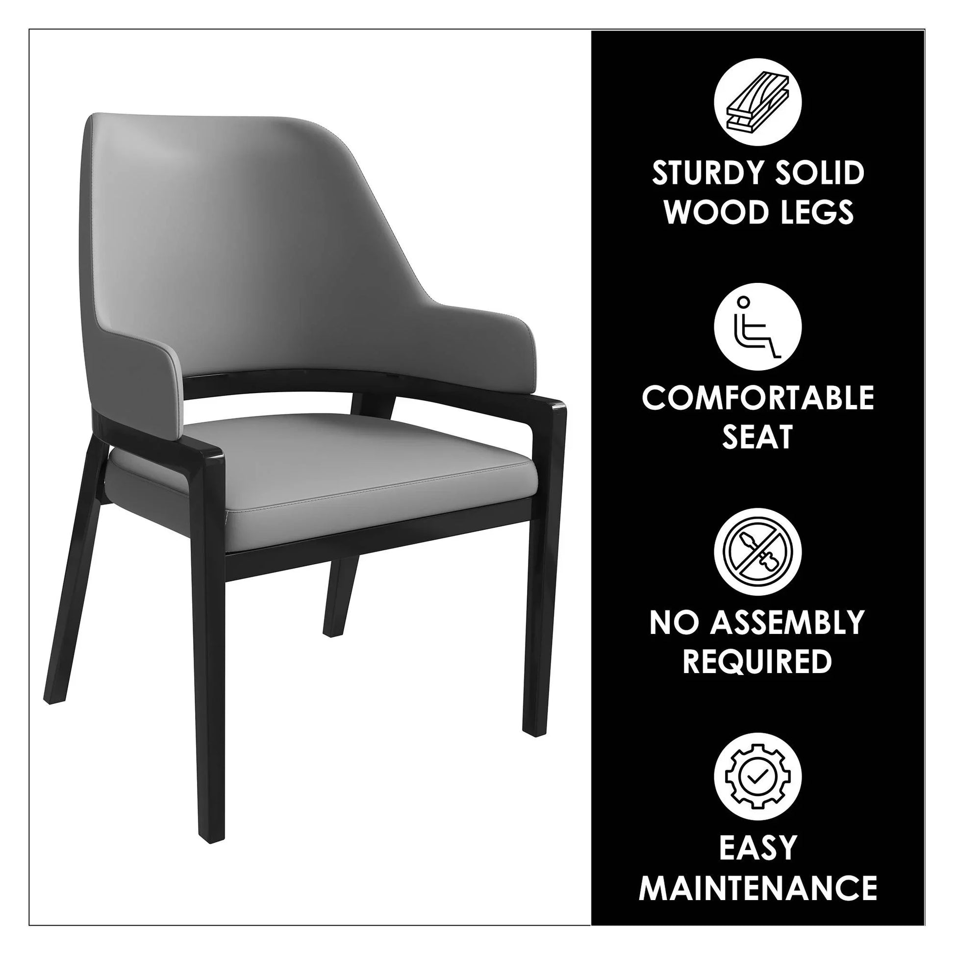 Ethora Leather Dining Chair: Upholstered, Curved Open-Back & Rubberwood Frame Set of 2 - Elax Furniture