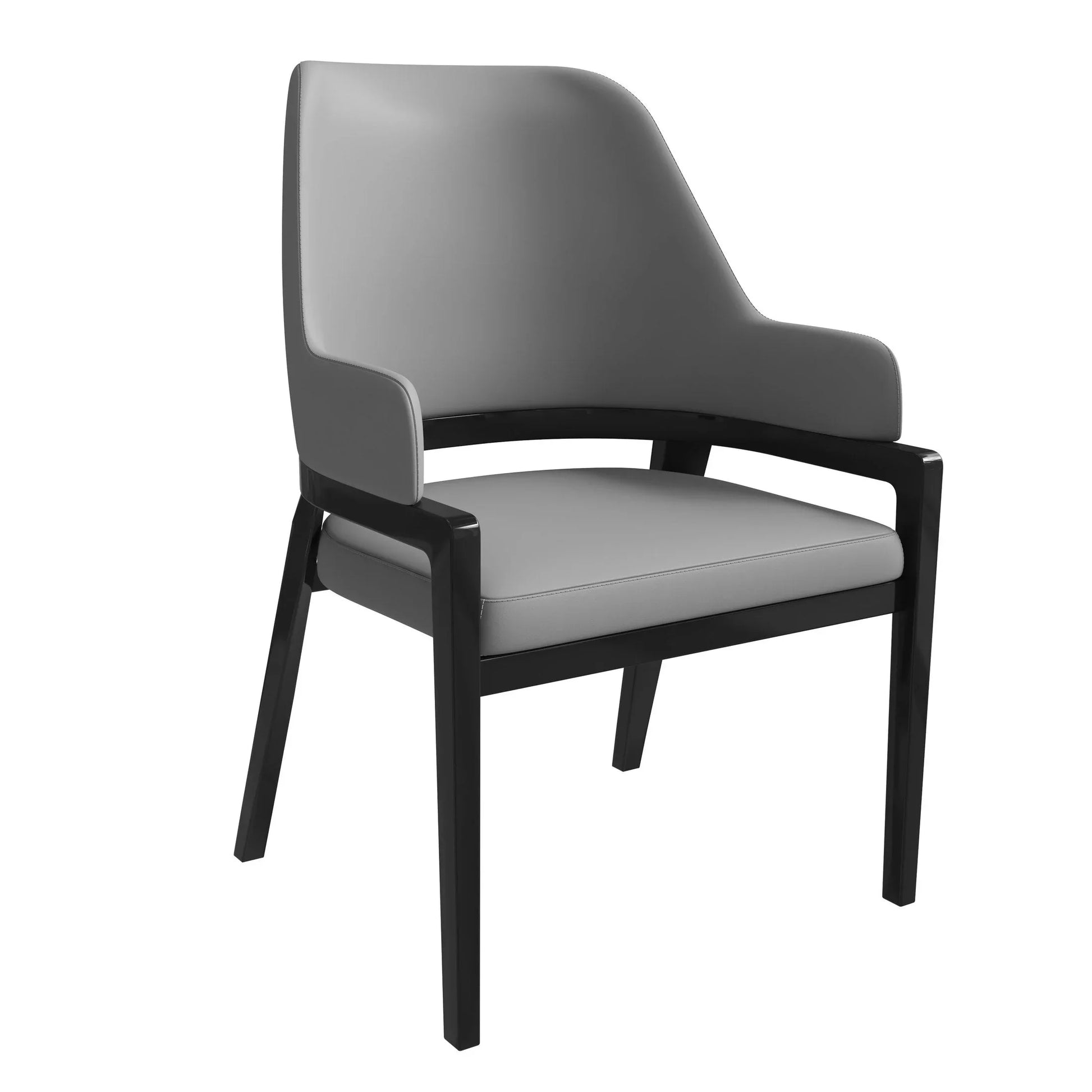 Ethora Dining Chair Upholstered in Leather with Curved Open Back Design and Rubberwood Frame - Elax Furniture