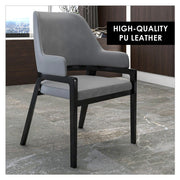 Ethora Dining Chair Upholstered in Leather with Curved Open Back Design and Rubberwood Frame - Elax Furniture