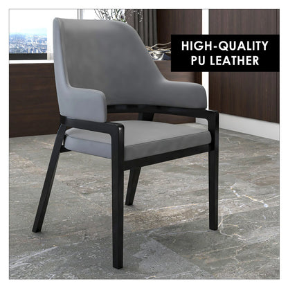 Ethora Dining Chair Upholstered in Leather with Curved Open Back Design and Rubberwood Frame - Elax Furniture