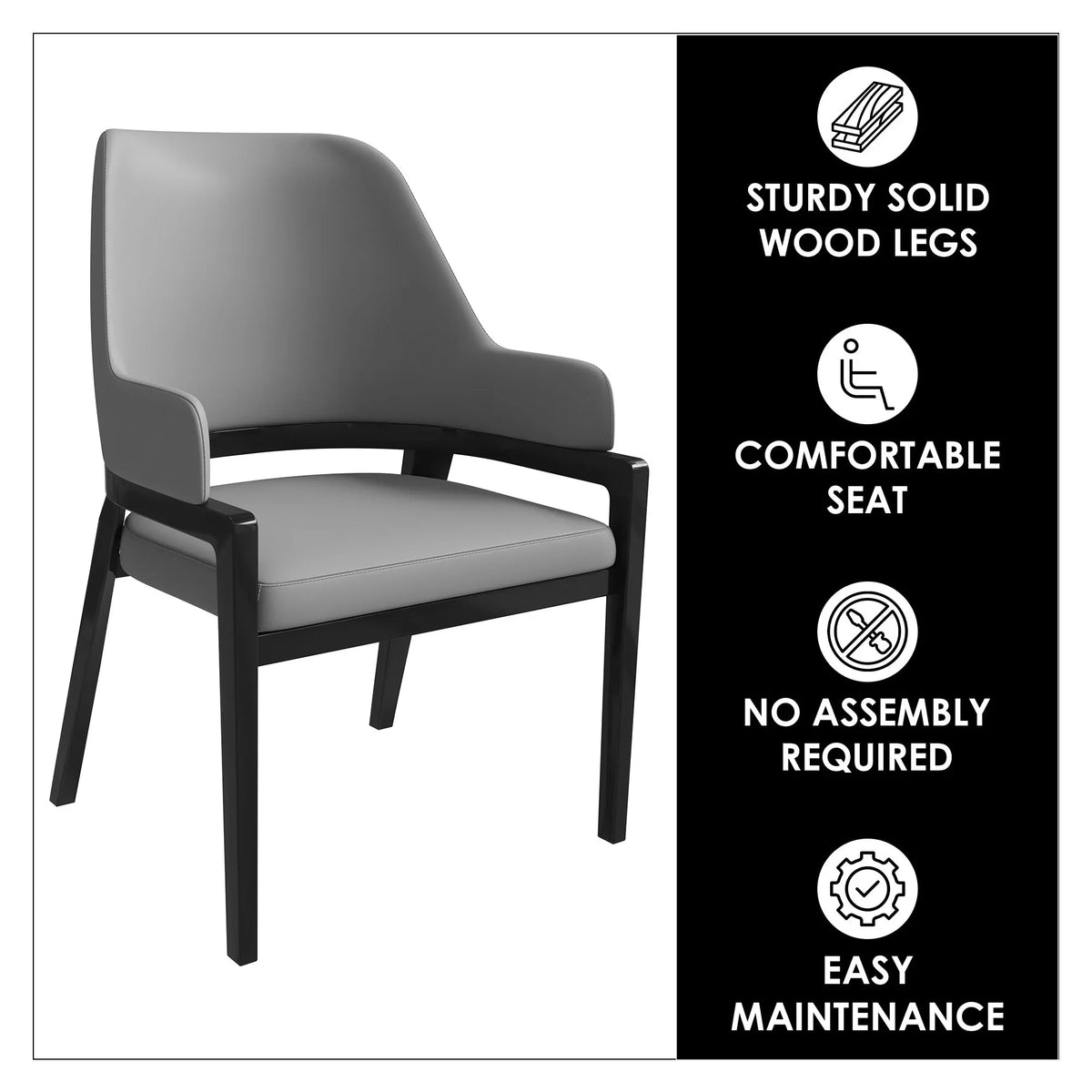 Ethora Dining Chair Upholstered in Leather with Curved Open Back Design and Rubberwood Frame - Elax Furniture