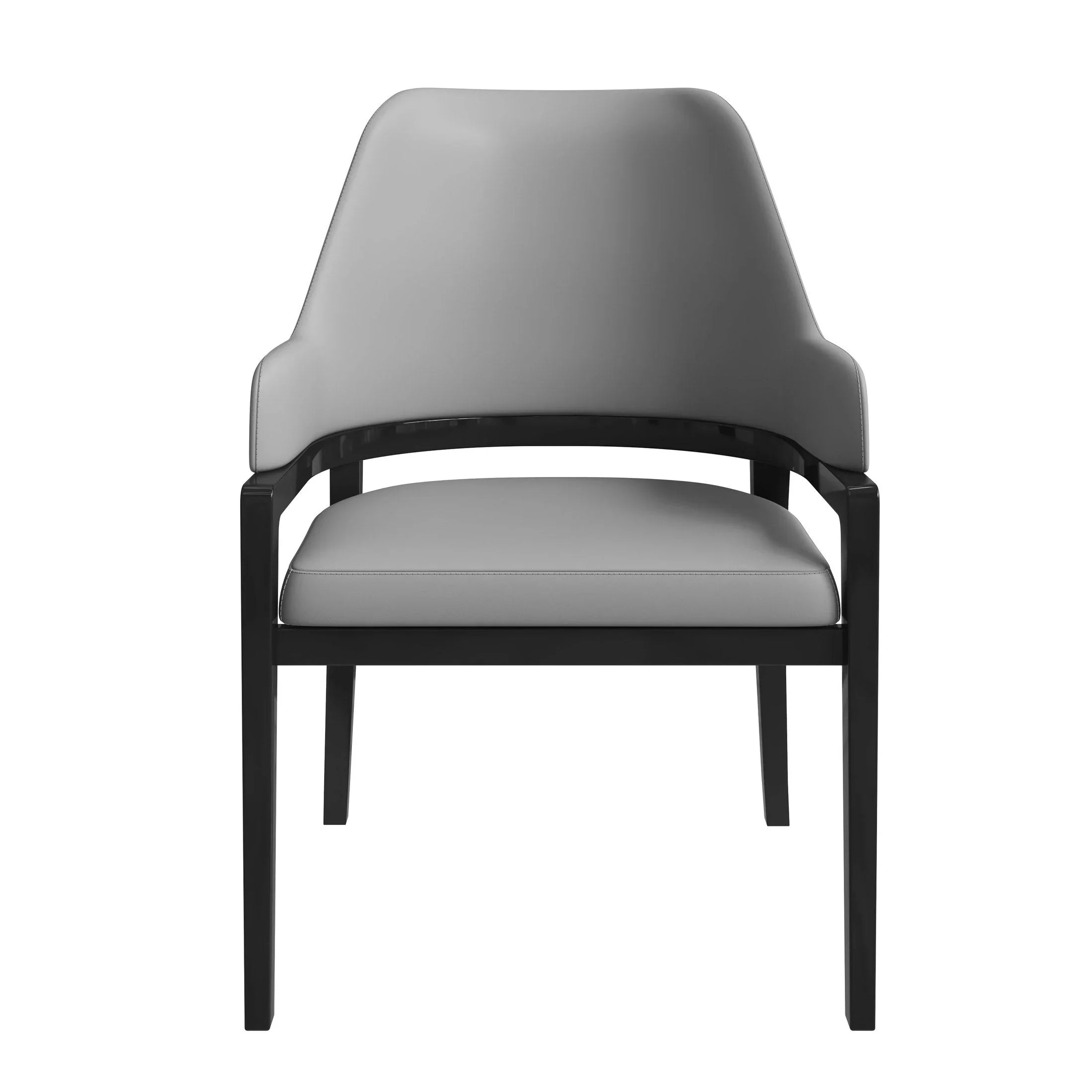 Ethora Dining Chair Upholstered in Leather with Curved Open Back Design and Rubberwood Frame - Elax Furniture