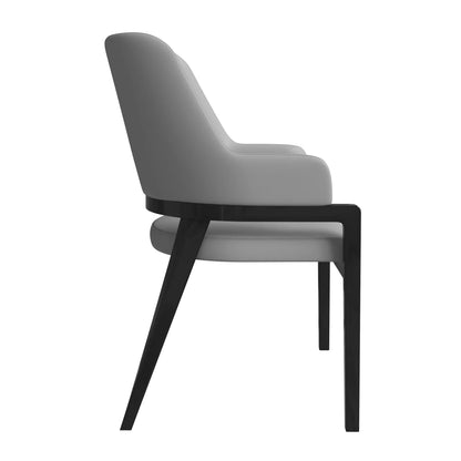 Ethora Dining Chair Upholstered in Leather with Curved Open Back Design and Rubberwood Frame - Elax Furniture