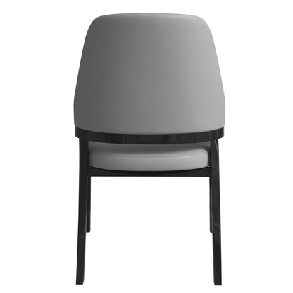 Ethora Dining Chair Upholstered in Leather with Curved Open Back Design and Rubberwood Frame - Elax Furniture