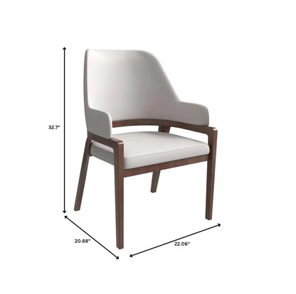 Ethora Leather Dining Chair: Upholstered, Curved Open-Back & Rubberwood Frame Set of 2 - Elax Furniture