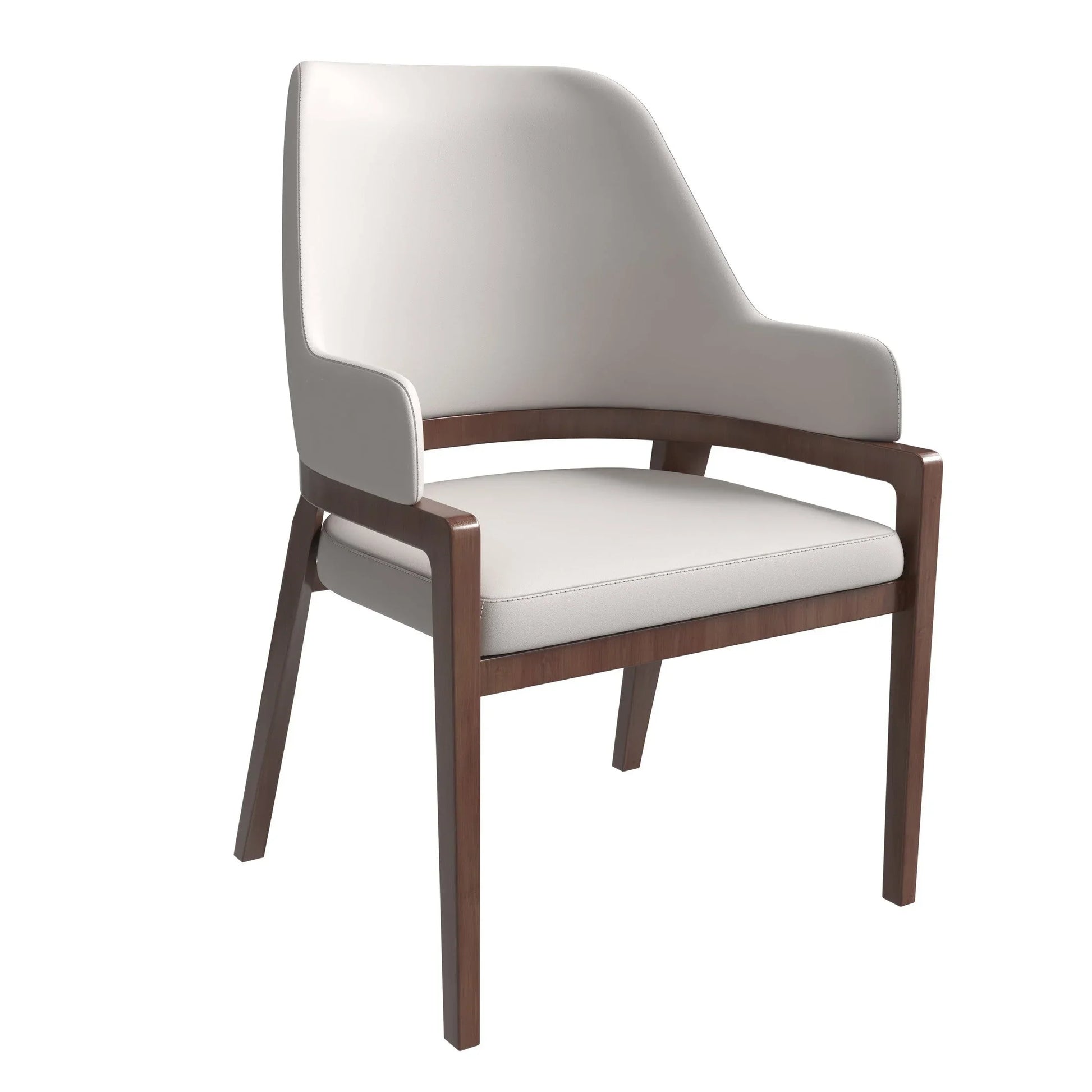 Ethora Dining Chair Upholstered in Leather with Curved Open Back Design and Rubberwood Frame - Elax Furniture