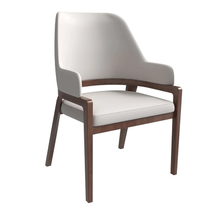 Ethora Dining Chair Upholstered in Leather with Curved Open Back Design and Rubberwood Frame - Elax Furniture
