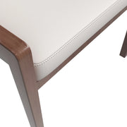 Ethora Dining Chair Upholstered in Leather with Curved Open Back Design and Rubberwood Frame - Elax Furniture