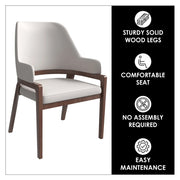 Ethora Dining Chair Upholstered in Leather with Curved Open Back Design and Rubberwood Frame - Elax Furniture