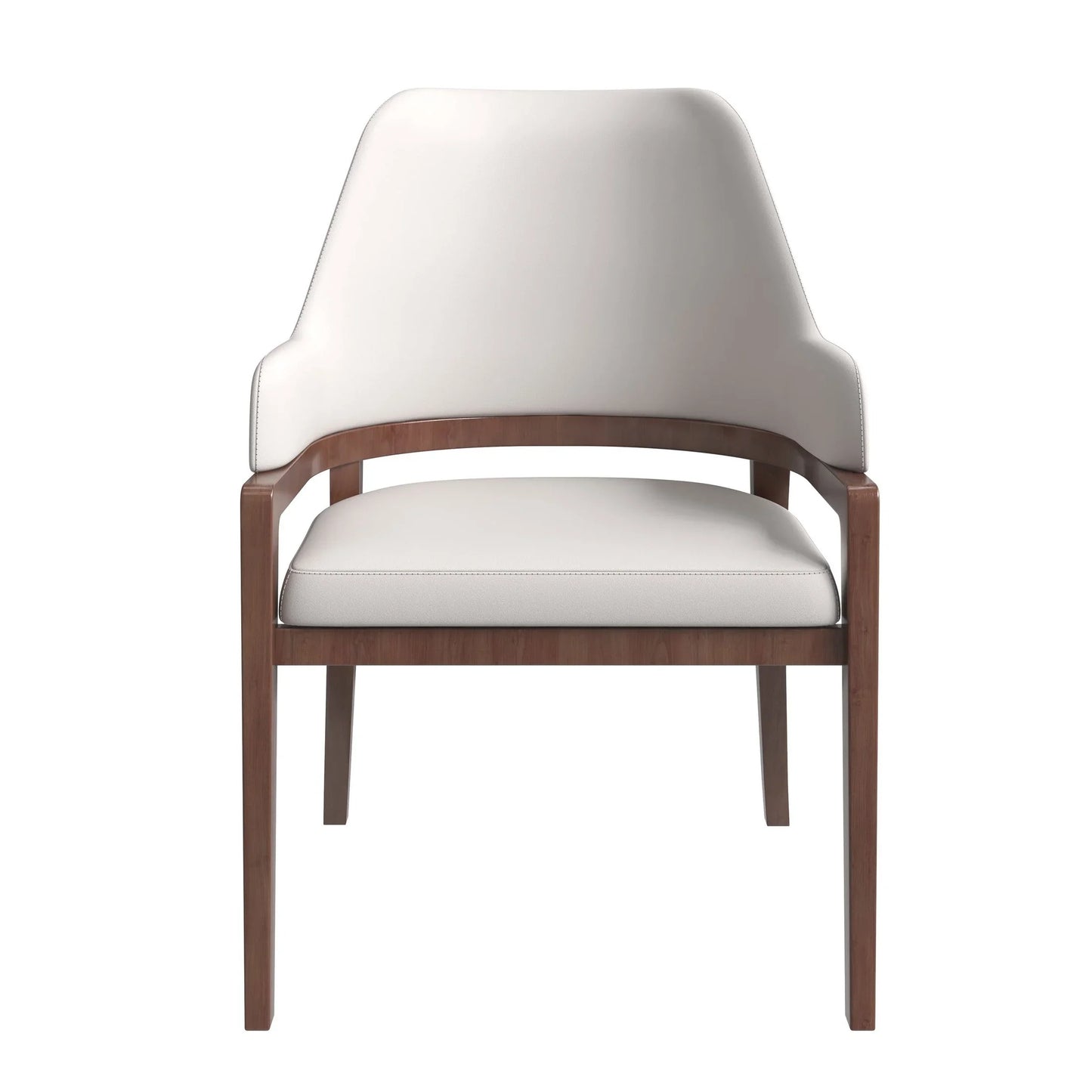 Ethora Dining Chair Upholstered in Leather with Curved Open Back Design and Rubberwood Frame - Elax Furniture