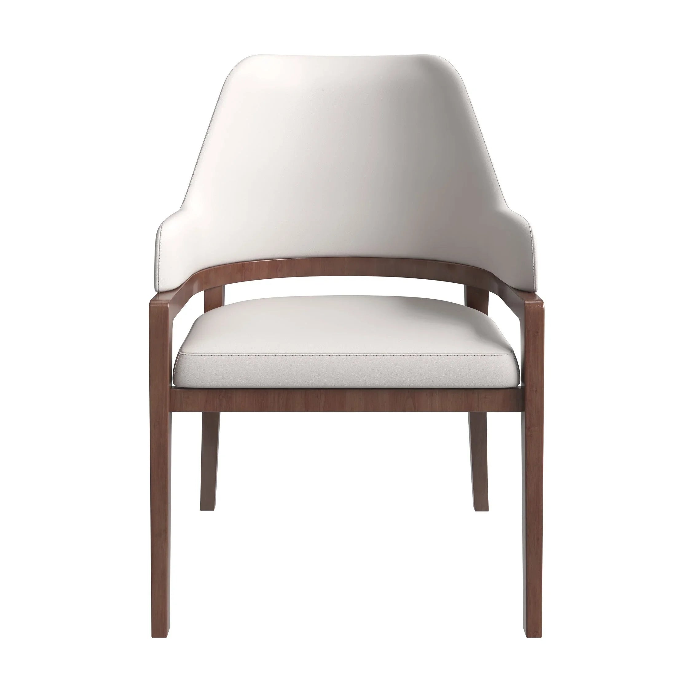 Ethora Dining Chair Upholstered in Leather with Curved Open Back Design and Rubberwood Frame - Elax Furniture
