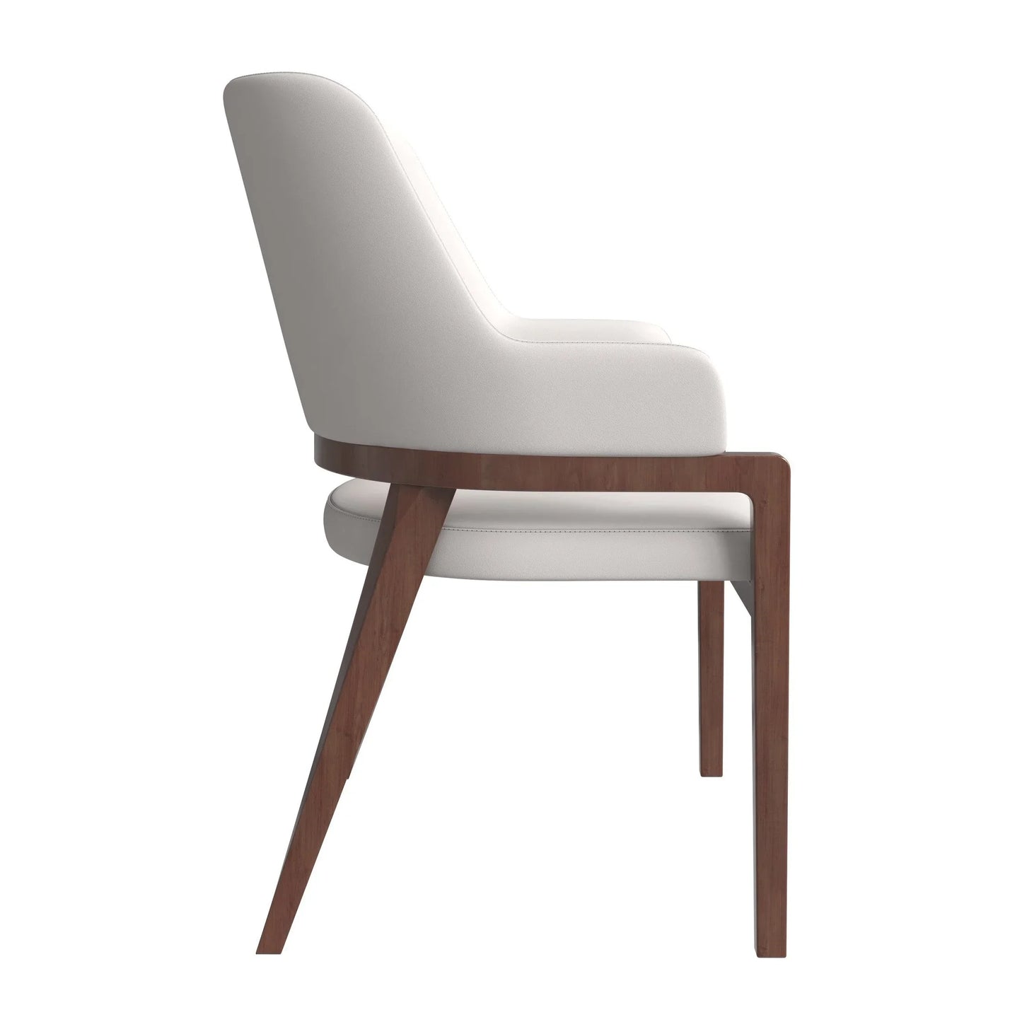 Ethora Dining Chair Upholstered in Leather with Curved Open Back Design and Rubberwood Frame - Elax Furniture