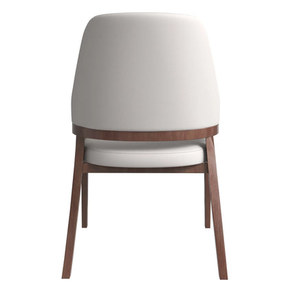 Ethora Dining Chair Upholstered in Leather with Curved Open Back Design and Rubberwood Frame - Elax Furniture