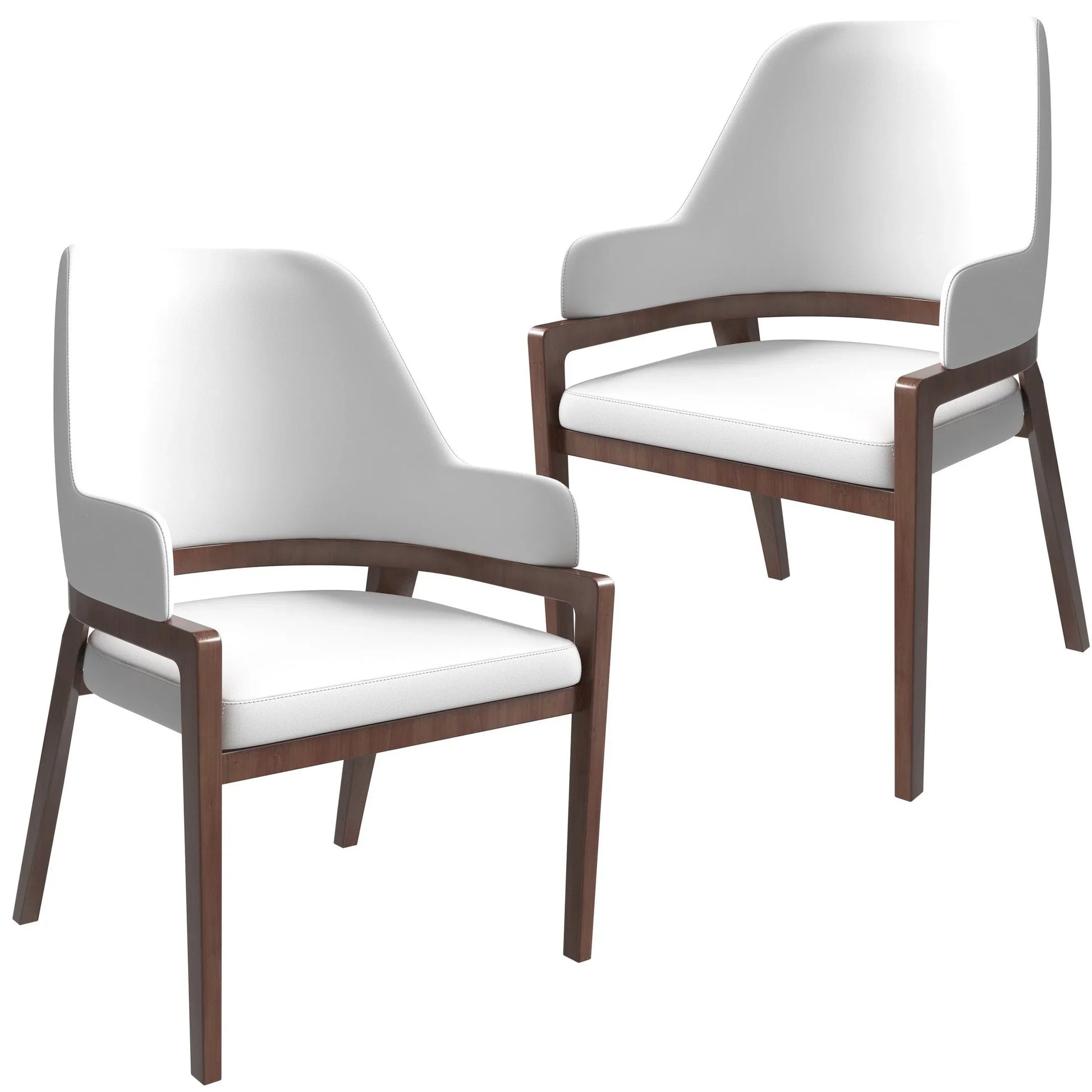 Ethora Leather Dining Chair: Upholstered, Curved Open-Back & Rubberwood Frame Set of 2 - Elax Furniture
