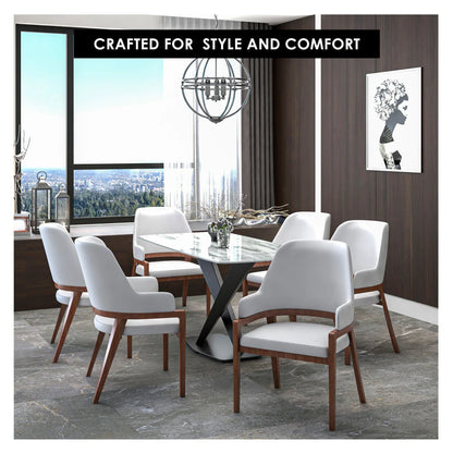 Ethora Leather Dining Chair: Upholstered, Curved Open-Back & Rubberwood Frame Set of 2 - Elax Furniture