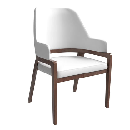 Ethora Dining Chair Upholstered in Leather with Curved Open Back Design and Rubberwood Frame - Elax Furniture