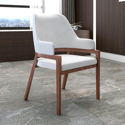 Ethora Dining Chair Upholstered in Leather with Curved Open Back Design and Rubberwood Frame - Elax Furniture