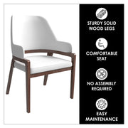 Ethora Dining Chair Upholstered in Leather with Curved Open Back Design and Rubberwood Frame - Elax Furniture
