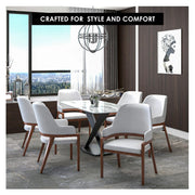 Ethora Dining Chair Upholstered in Leather with Curved Open Back Design and Rubberwood Frame - Elax Furniture