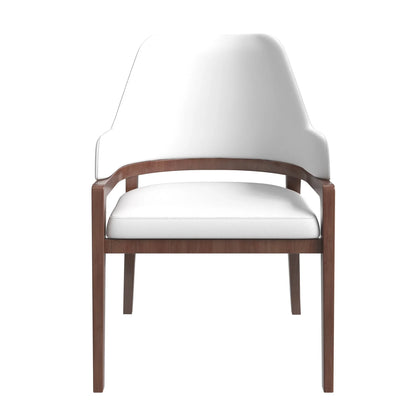 Ethora Dining Chair Upholstered in Leather with Curved Open Back Design and Rubberwood Frame - Elax Furniture