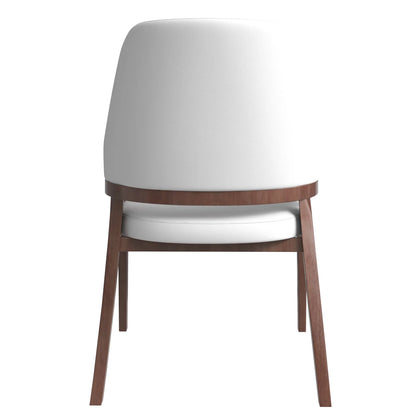Ethora Dining Chair Upholstered in Leather with Curved Open Back Design and Rubberwood Frame - Elax Furniture